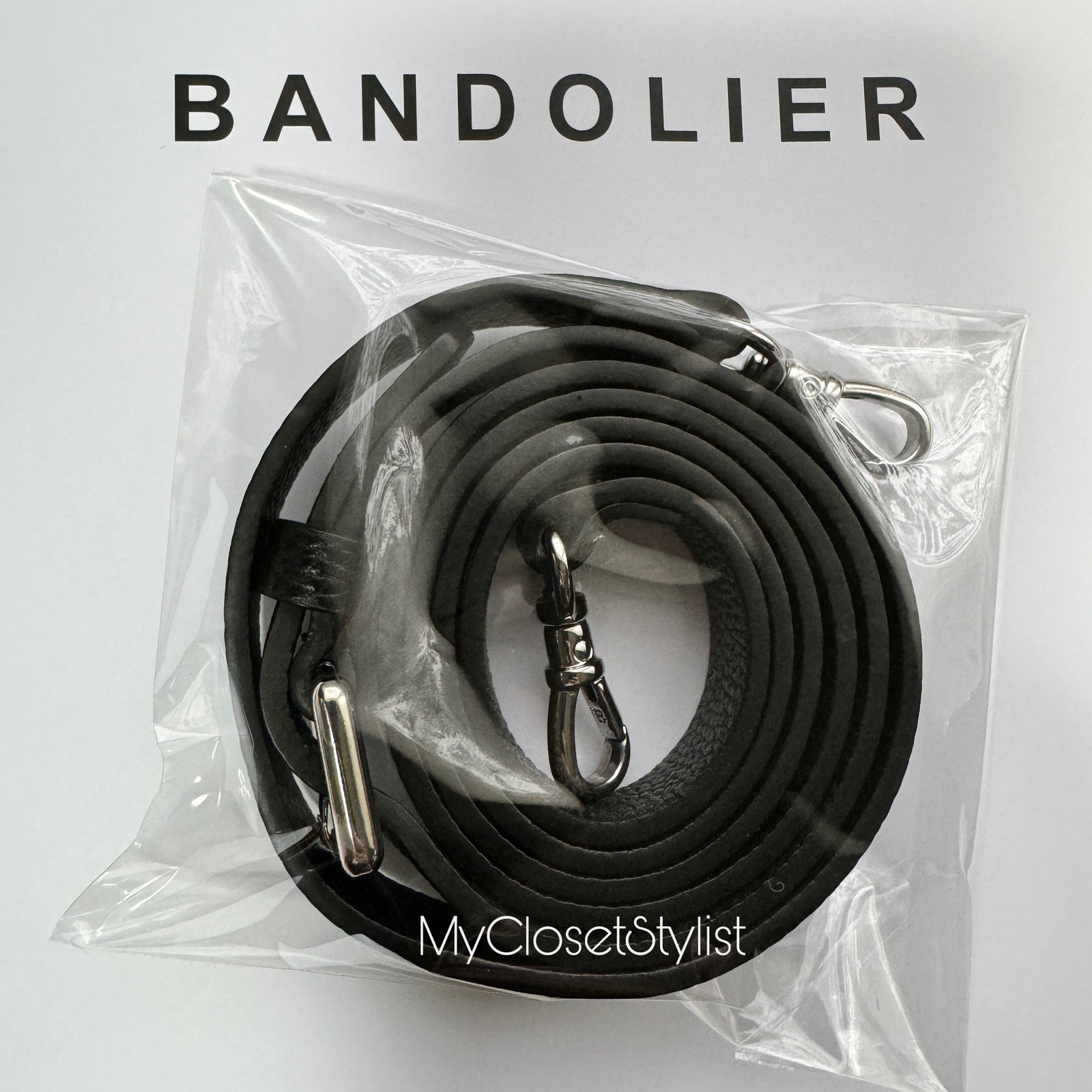 Bandolier Adjustable Crossbody Silver Strap New! Hailey Black Pebbled Leather — image 4 of 8